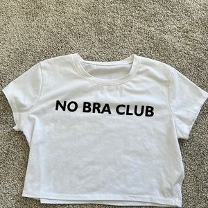 No bra club white crop top